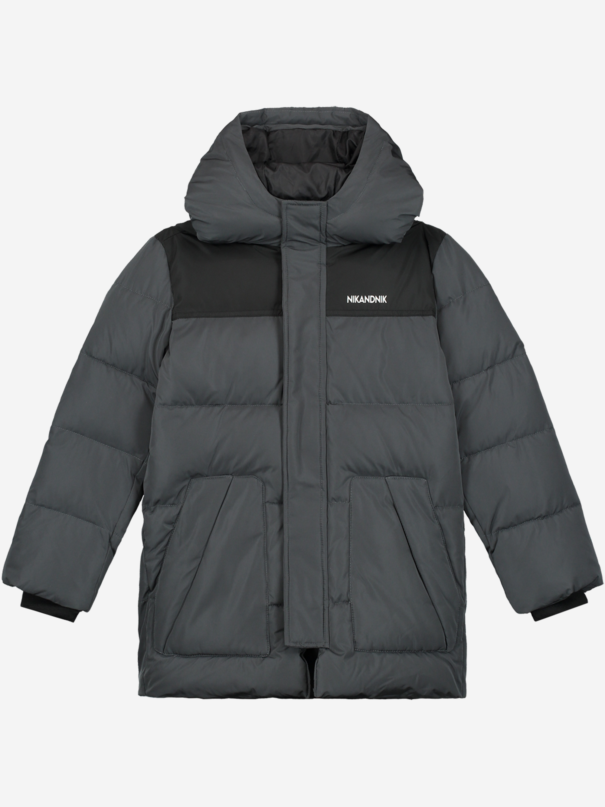 Puffer jas met capuchon en logo