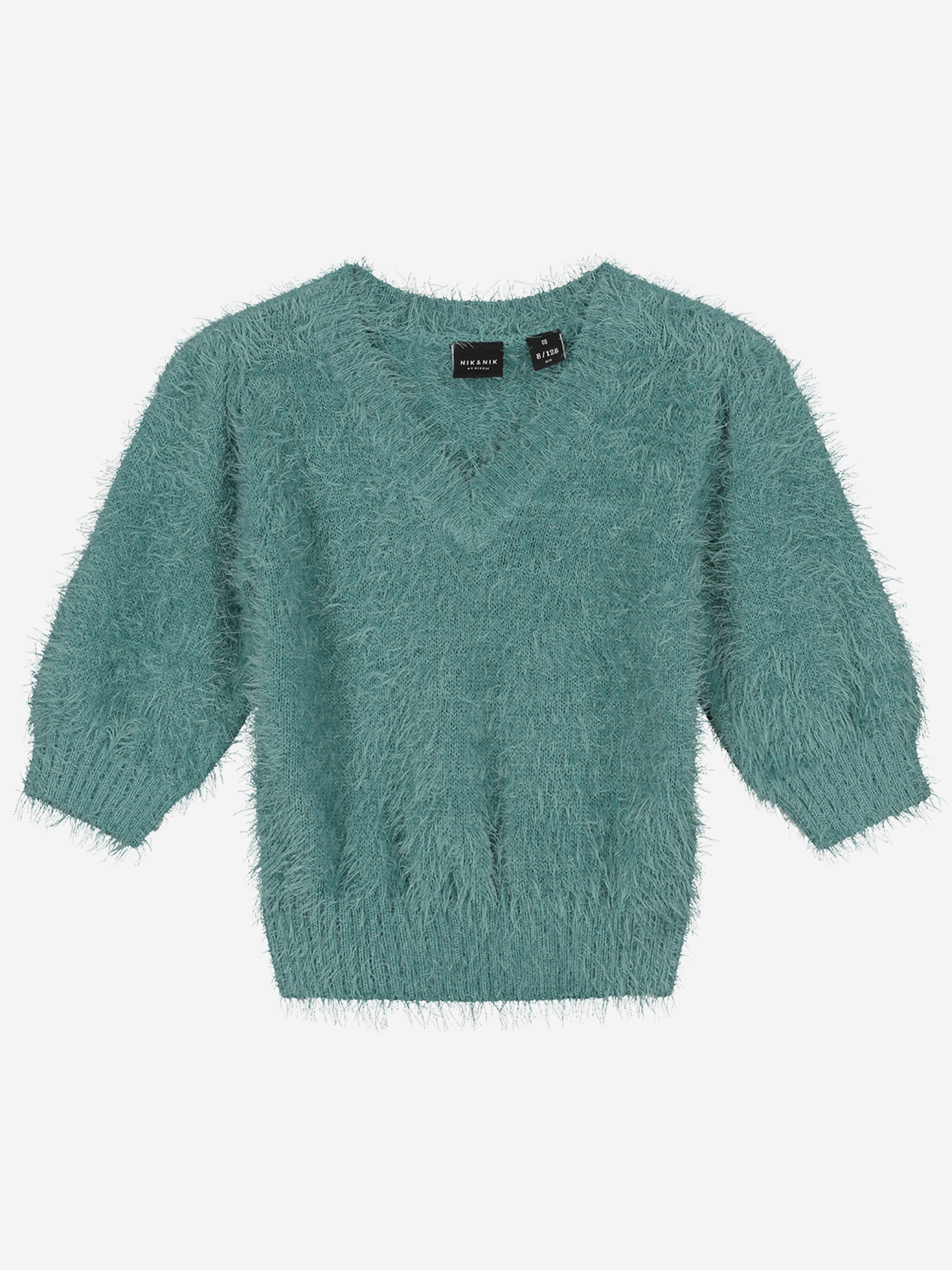 Fluffy top met V-hals