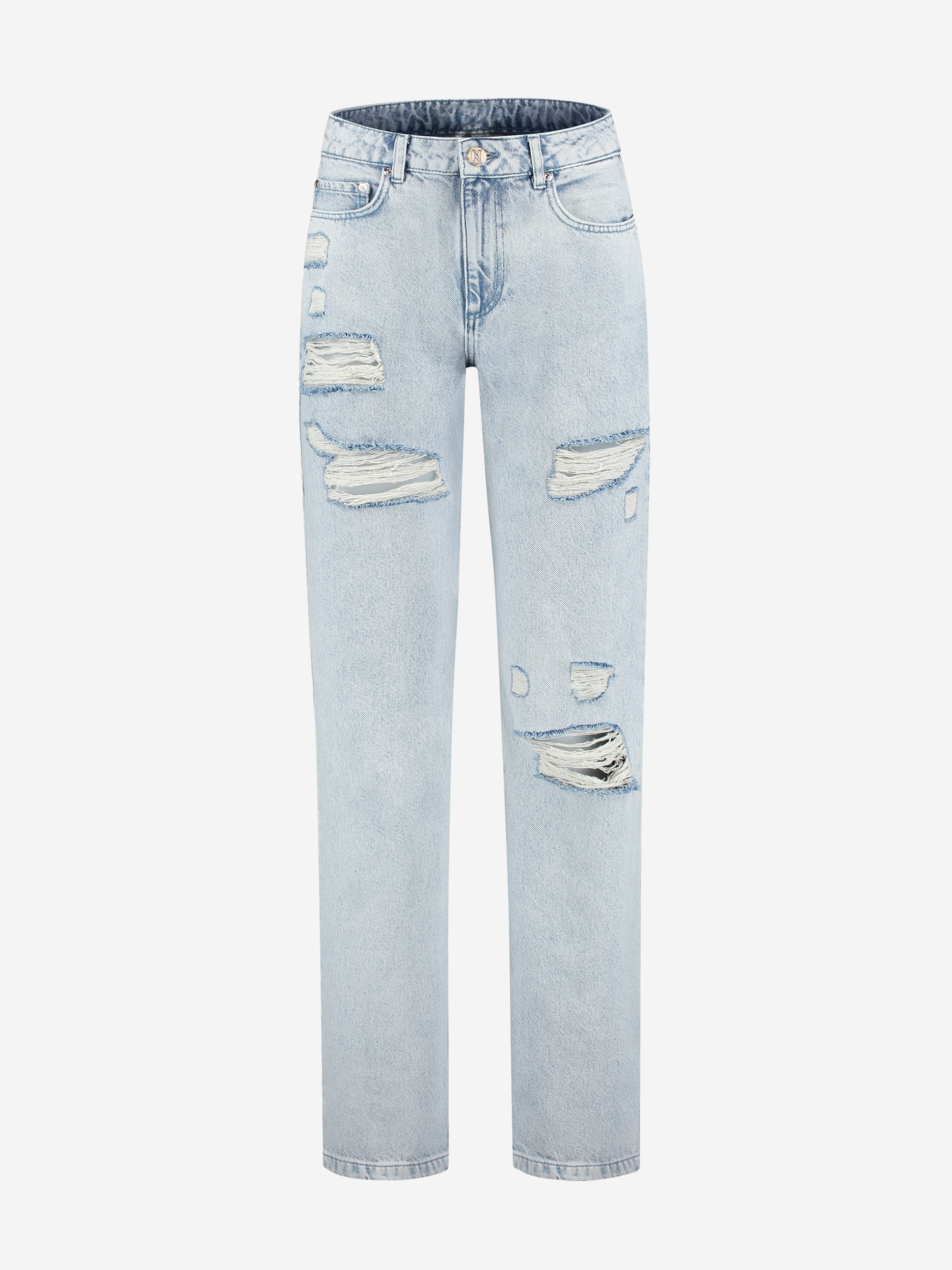 Straight leg jeans with tears