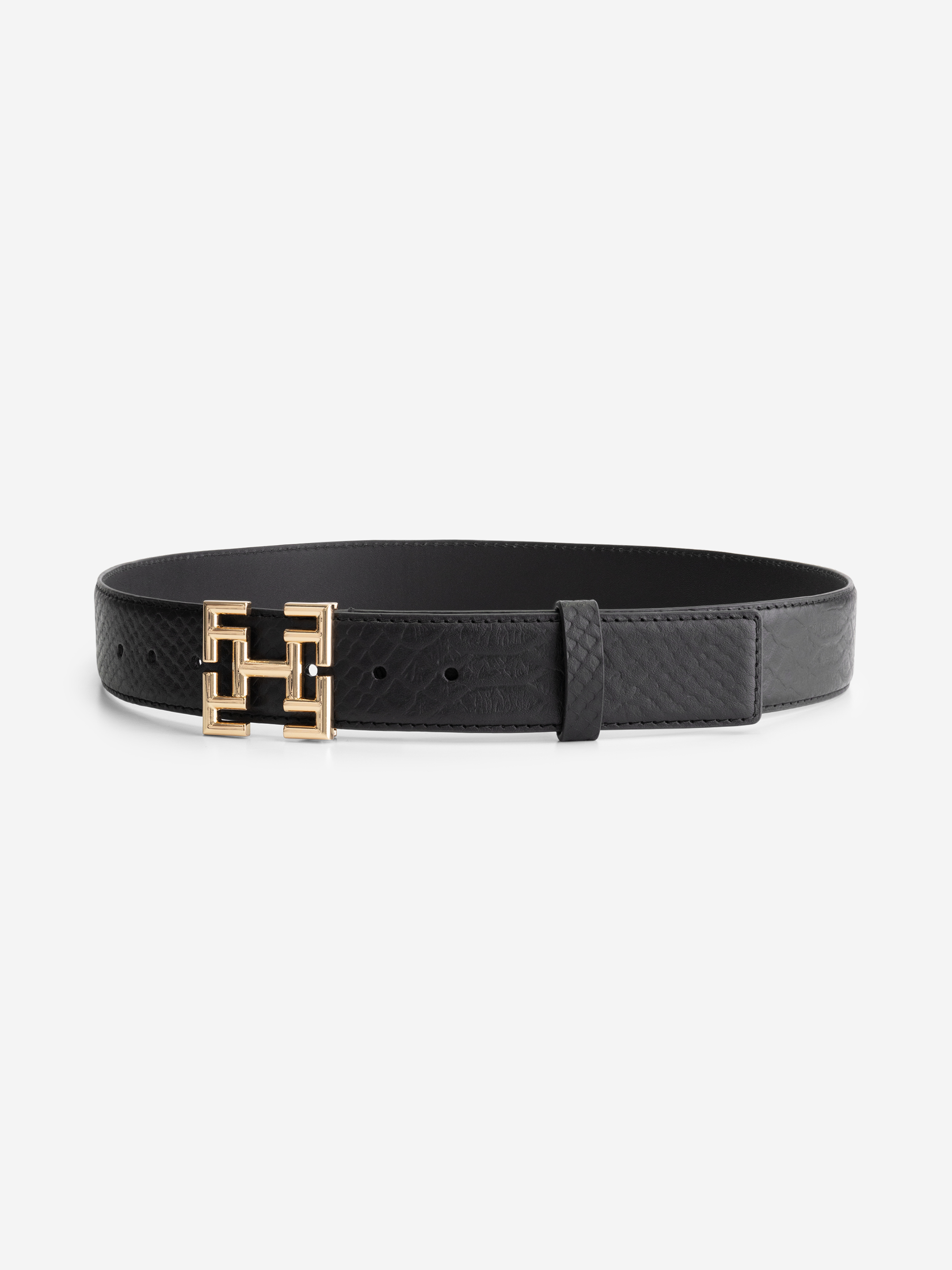 Small croco belt with logo buckle