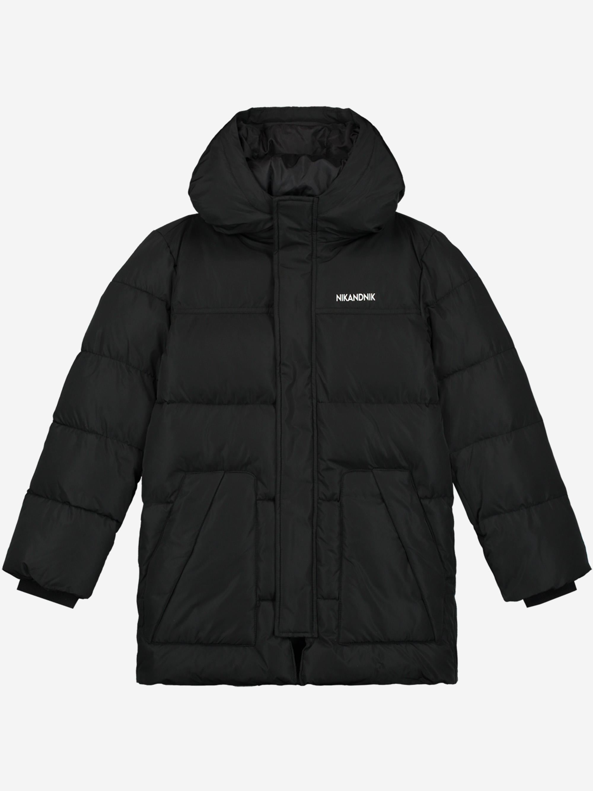 Puffer jas met capuchon en logo