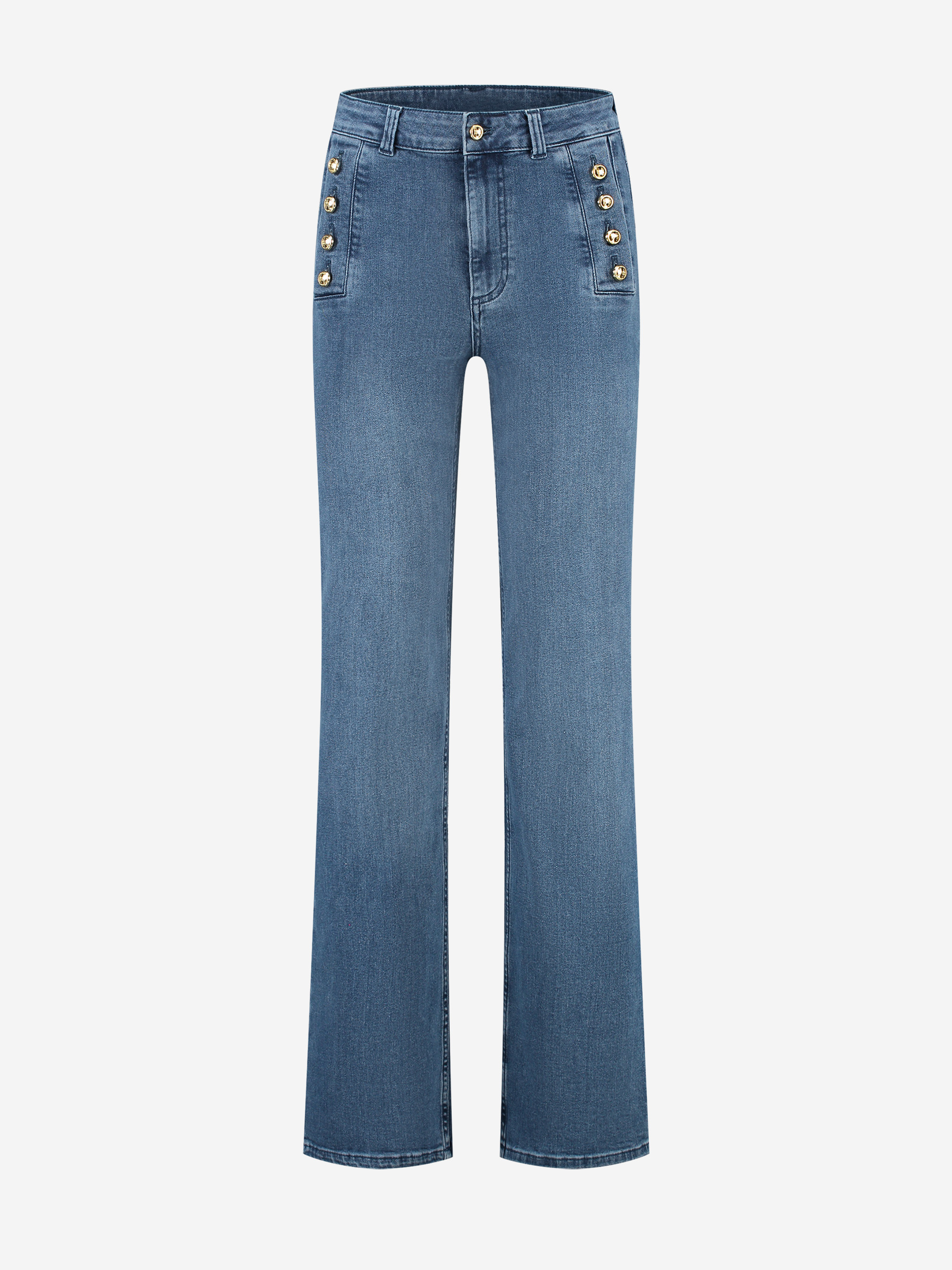High rise jeans with buttons